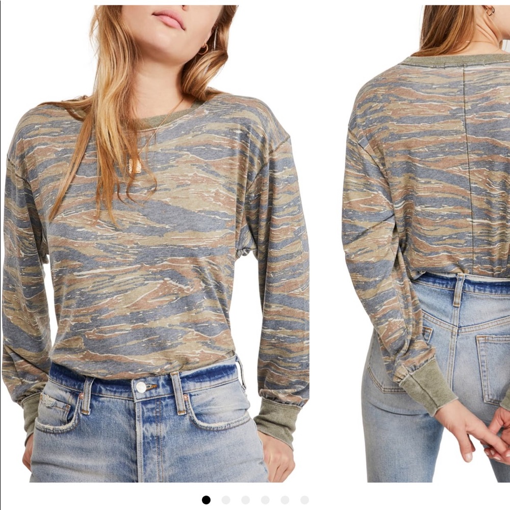 Free People Arielle Print Long Sleeve Tee